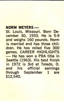 1973 PBA Bowling #NNO Norm Meyers Back